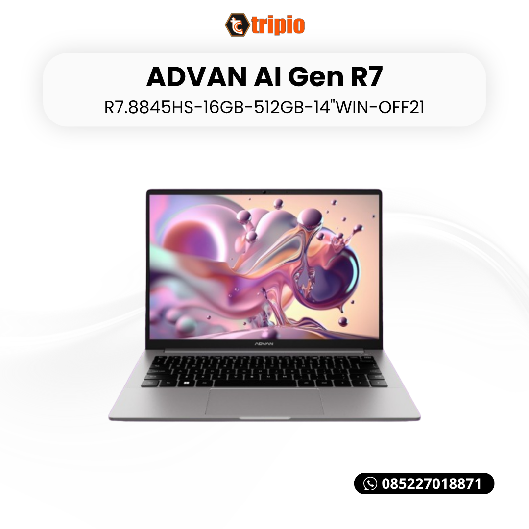Advan AI Gen R7 Laptop Ryzen 7 8845HS AMD Radeon 780M 16GB LPDDR5X SSD PCIe 4.0