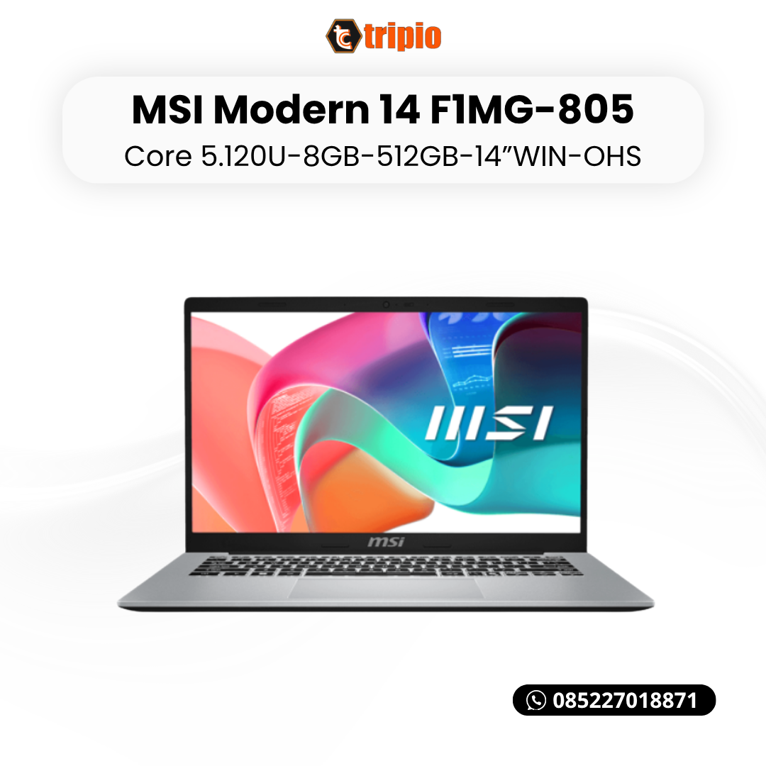 MSI Modern 14 F1MG-805 Intel Core 5 120U RAM 8GB SSD 512GB Office 2024 Windows 11