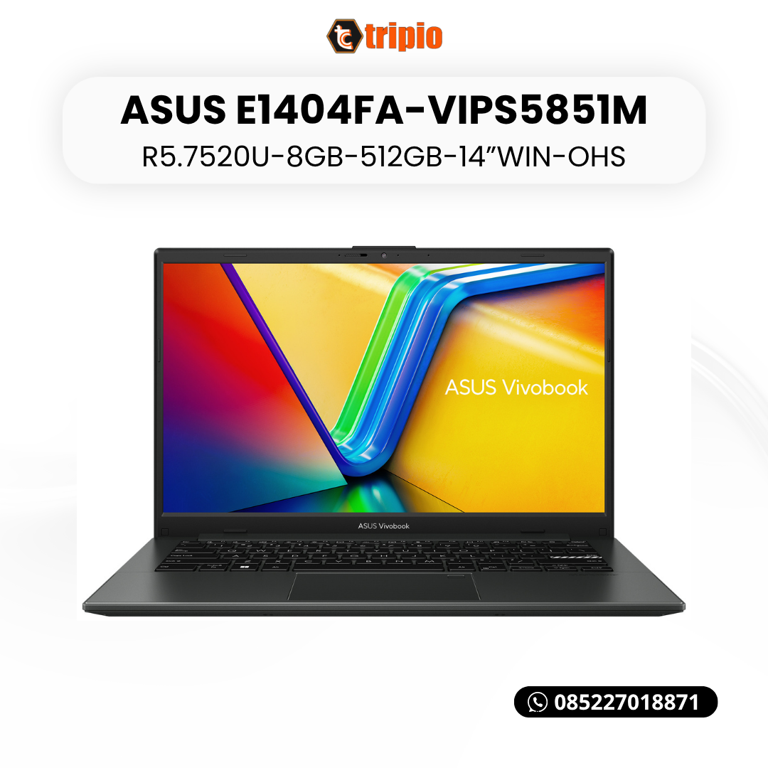 ASUS Vivobook Go 14 E1404FA-VIPS5851M warna Mixed Black tampak depan