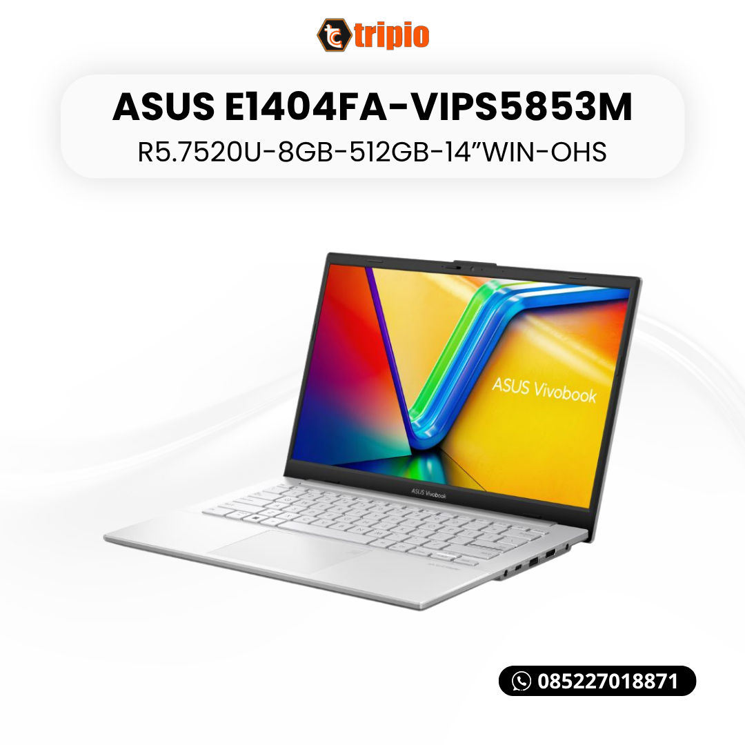 ASUS Vivobook Go 14 E1404FA-VIPS5853M warna Cool Silver tampak depan
