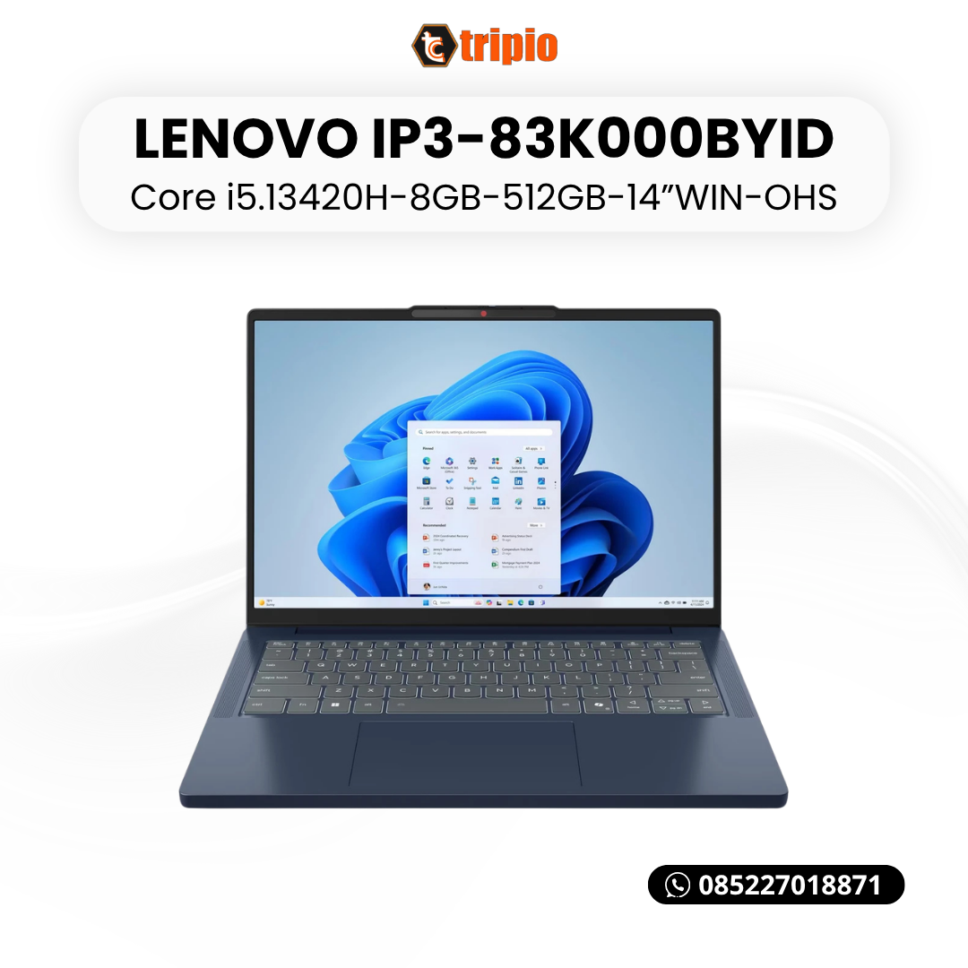 Lenovo IdeaPad Slim 3 83K0007DID tampak depan