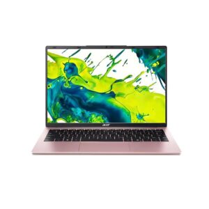 Acer Aspire Lite AL14-45P-R1QH warna pink tampak depan menyala